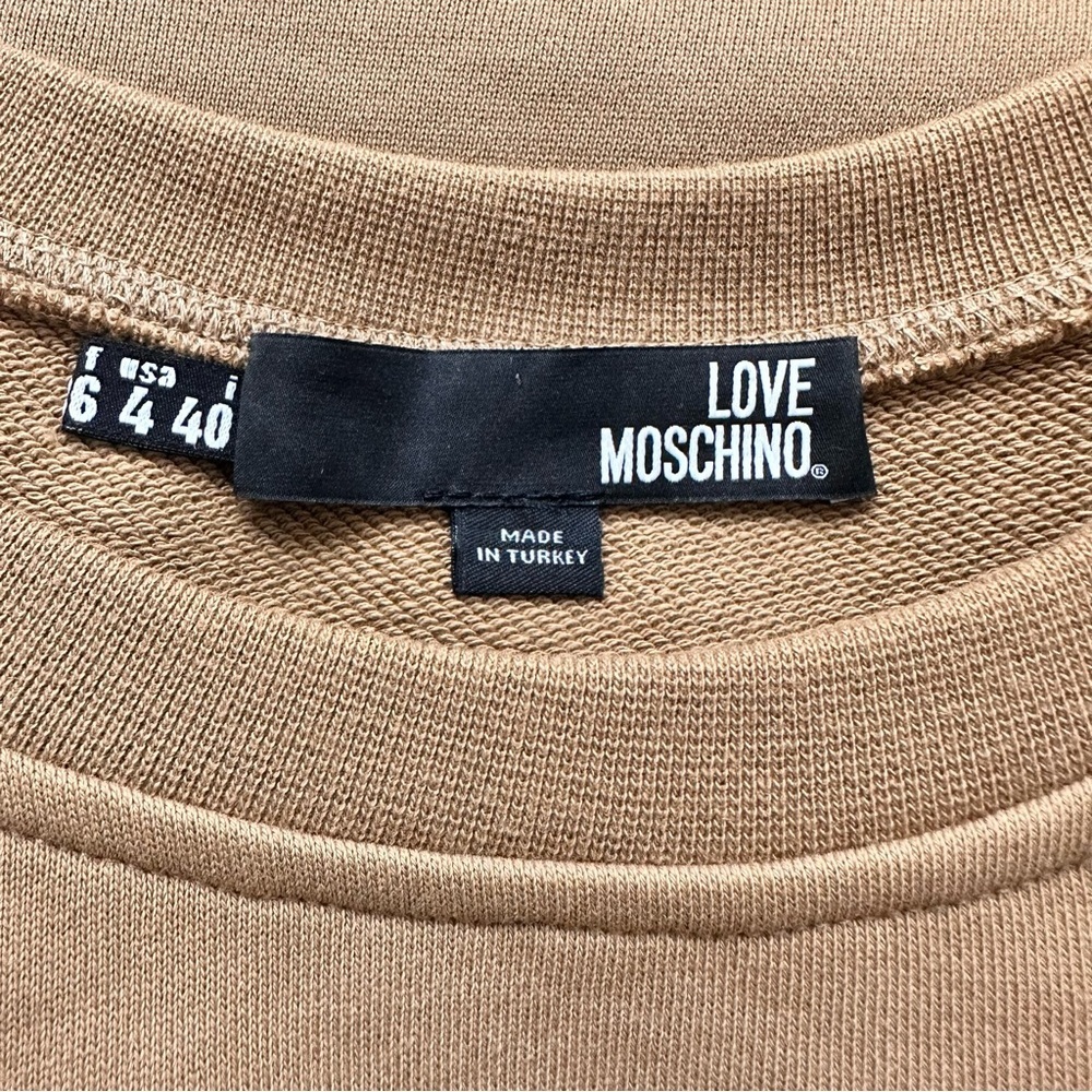 Love Moschino DISTRIBUTED BY SINV Sweatshirt Dress Gold Appliqués RARE SZ 4 NWOT - Picture 2 of 11